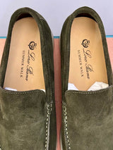 Olive Suede Slip-On Loafers